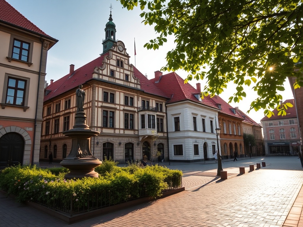 Panorama Bielska Podlaskiego ukazująca historyczną zabudowę i otaczającą zieleń